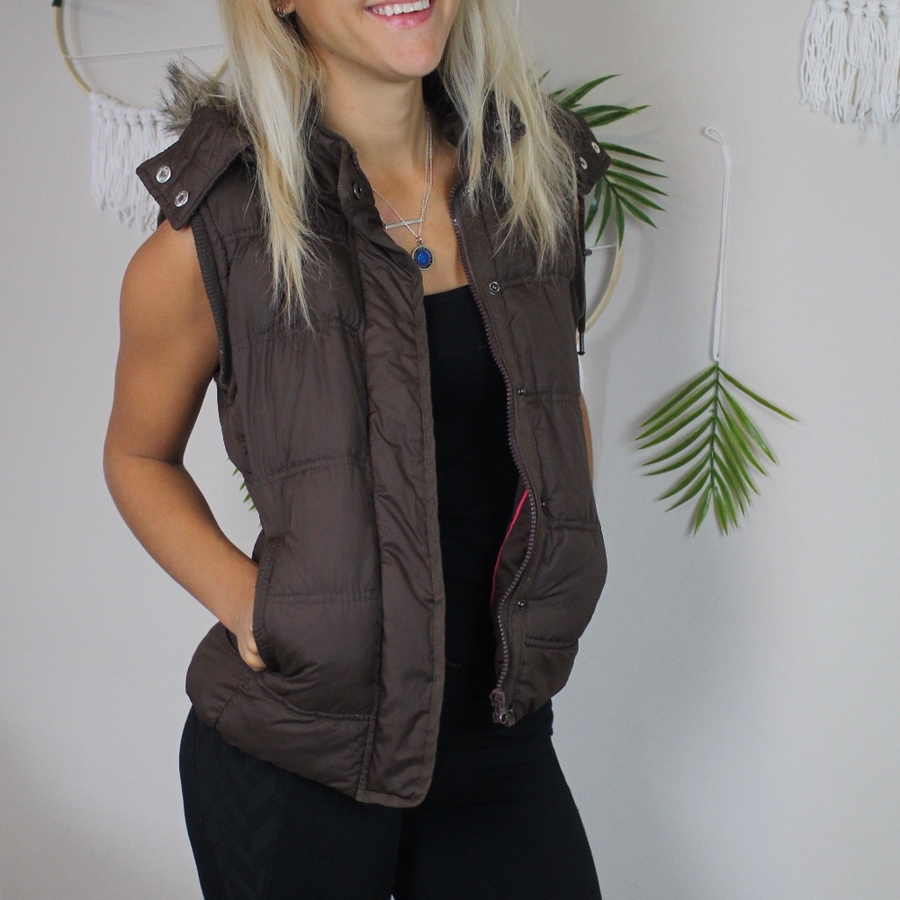 Aeropostale Brown Puffer Vest